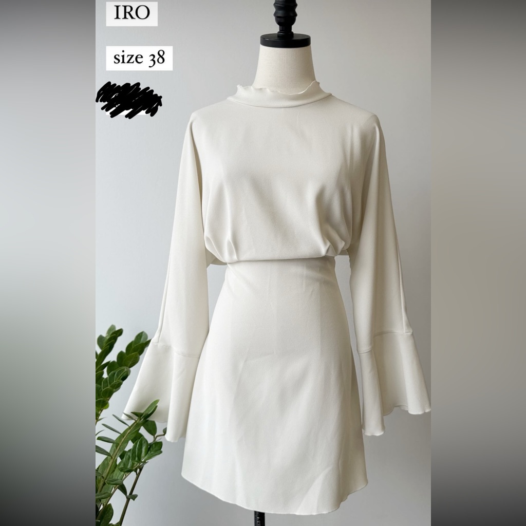 Iro Drape Dress, Ivory, Size 38